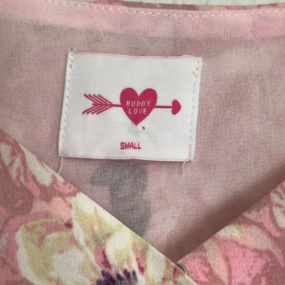 Buddy Love Cottagecore Puff Sleeve Pink Floral Maxi Long Dress Size Small NWT - Picture 6 of 12